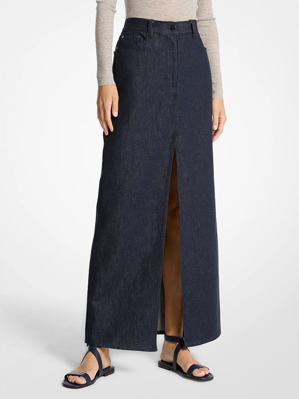 MICHAEL KORS COLLECTION Linen Denim Maxi Skirt Size 2